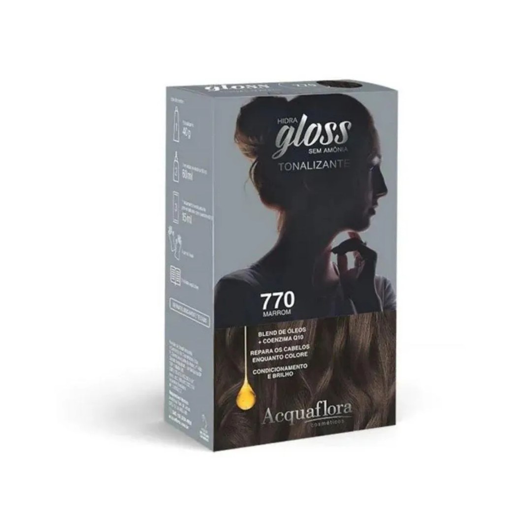 Tintura Tonalizante Acquaflora Kit Hidra Gloss 770 Marrom