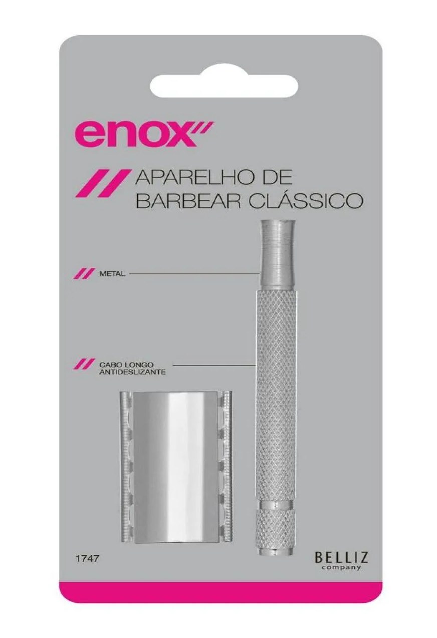 Aparelho Barbear de Metal Cabo Longo Cod. 1747 - Enox Belliz