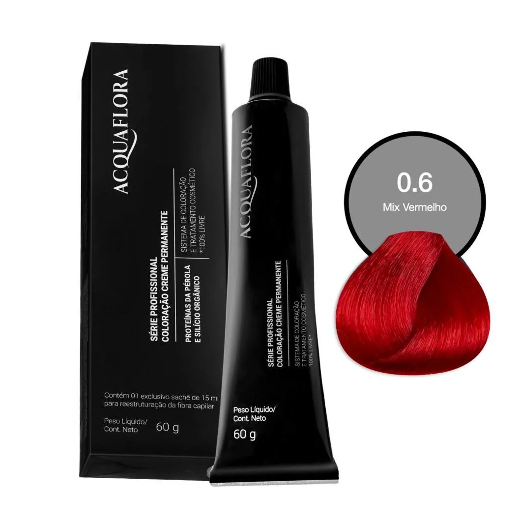 Coloração Creme Permanente Acquaflora 0.6 Mix Vermelho 60g