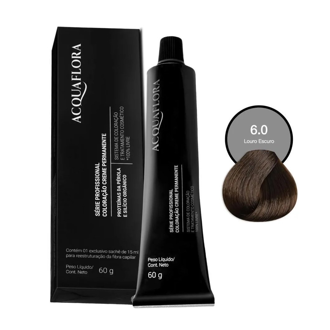 Coloração Creme Permanente Acquaflora 6.0 Louro Escuro 60g
