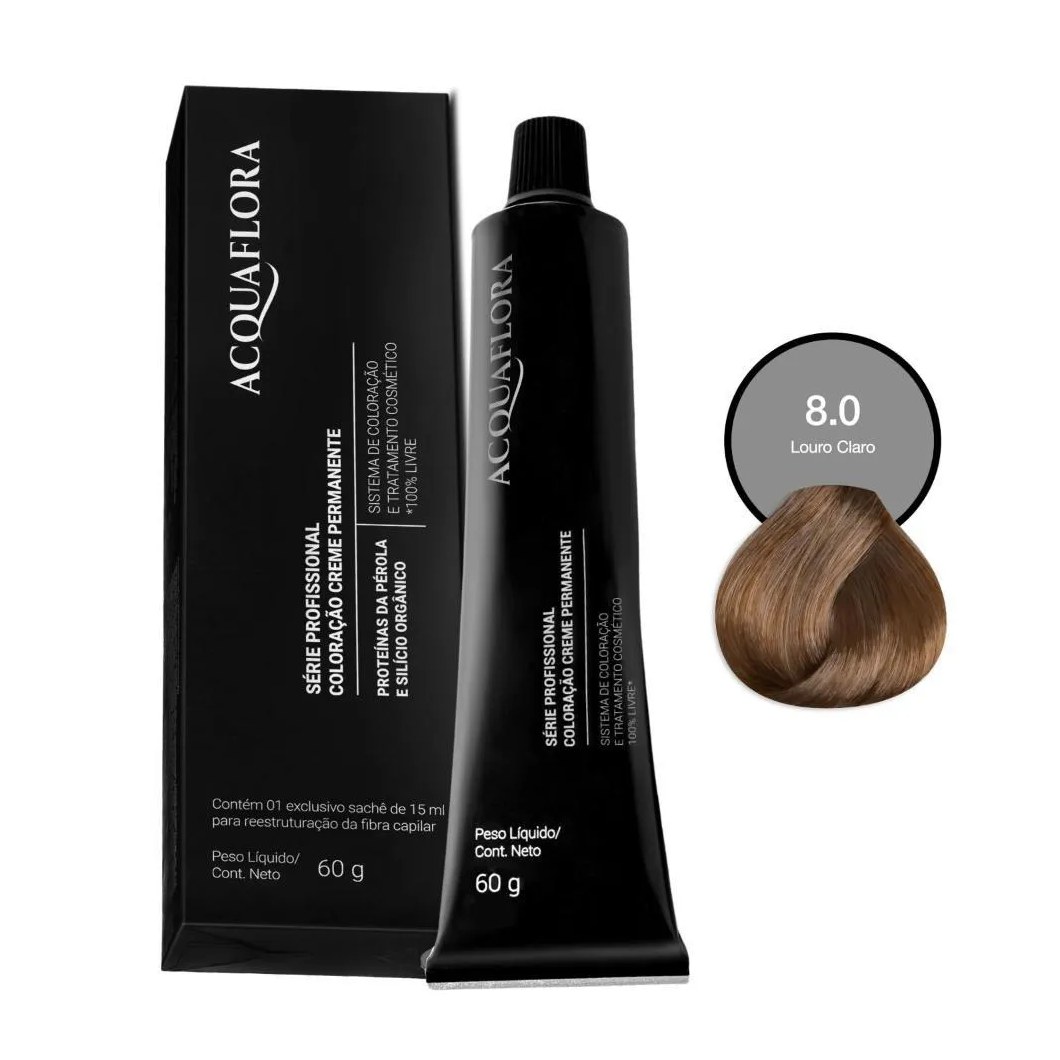 Coloração Creme Permanente Acquaflora 8.0 Louro Claro 60g