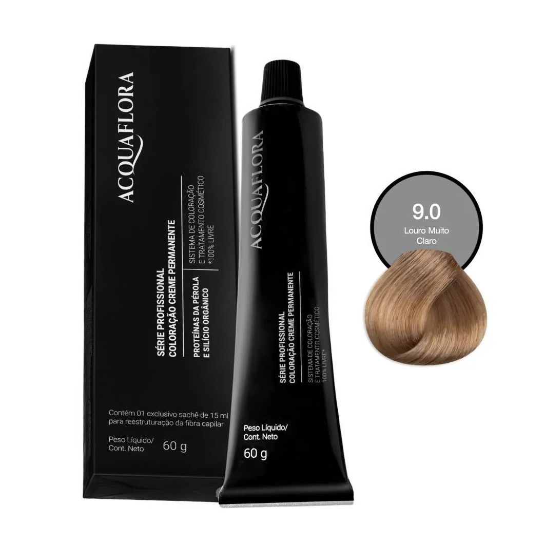 Coloração Creme Permanente Acquaflora 9.0 Louro Muito Claro 60g