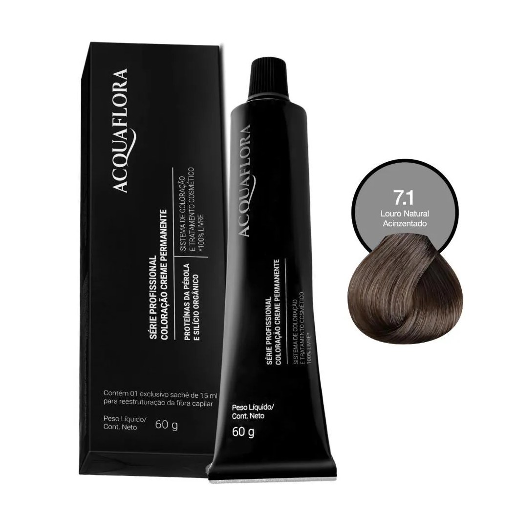 Coloração Creme Acquaflora 7.1 Louro Natural Acinzentado 60g
