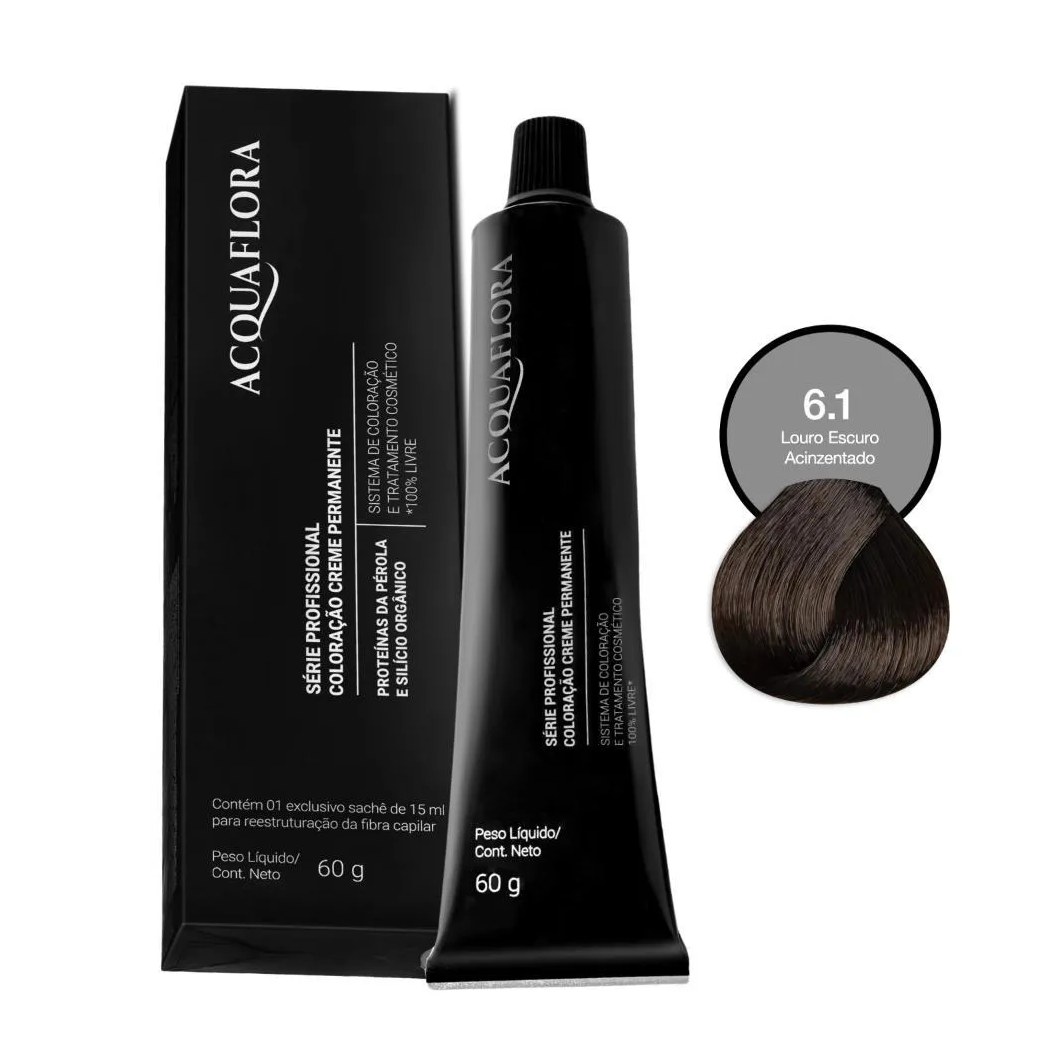 Coloração Creme Permanente Acquaflora 6.1 Louro Escuro Acinzentado 60g