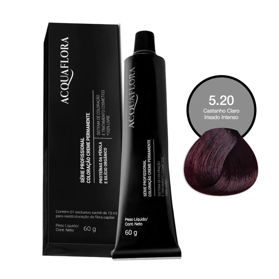 Coloração Acquaflora 5.20 Castanho Claro Irisado Intenso 60g