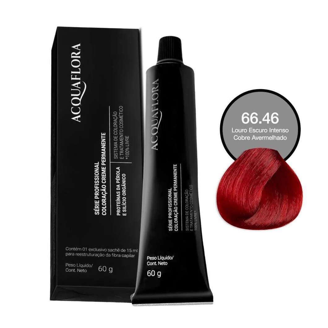 Coloração Acquaflora 66.46 Louro Escuro Intenso Cobre Avermelhado 60g