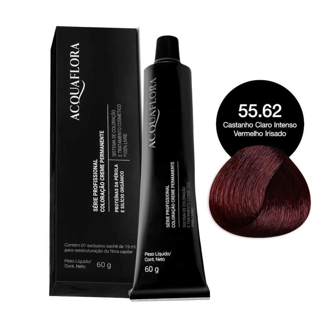Coloração Acquaflora 55.62 Castanho Claro Intenso Vermelho Irisado 60g