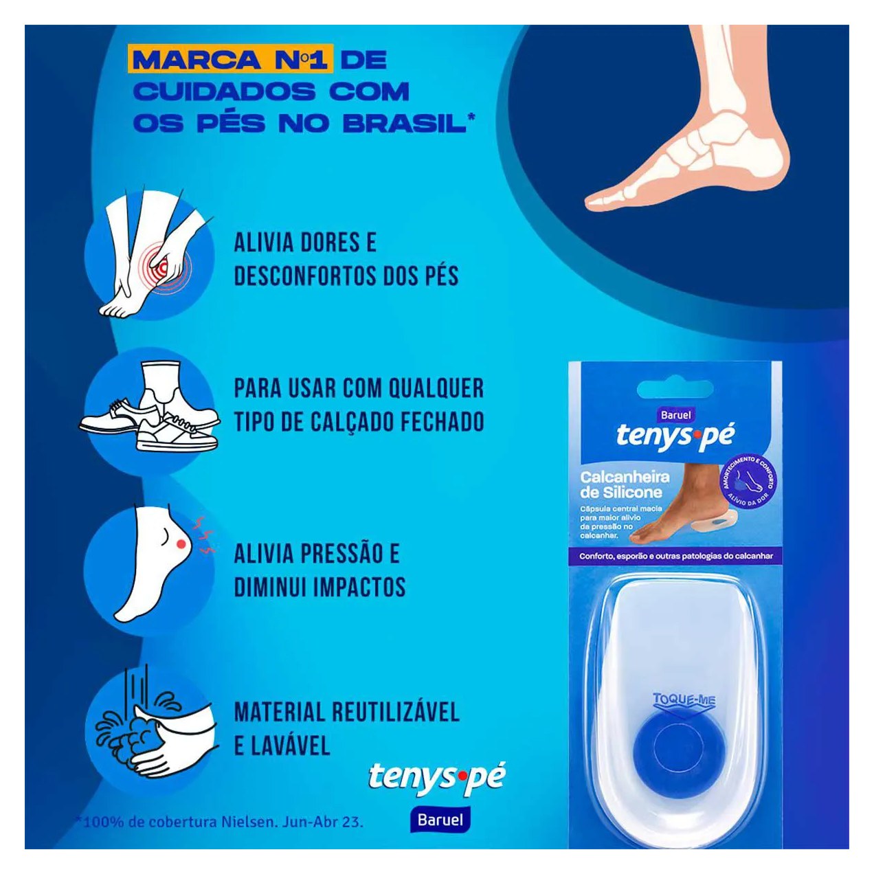 Calcanheira de Silicone Tenys Pé Tamanho 39 a 43 com 1 par