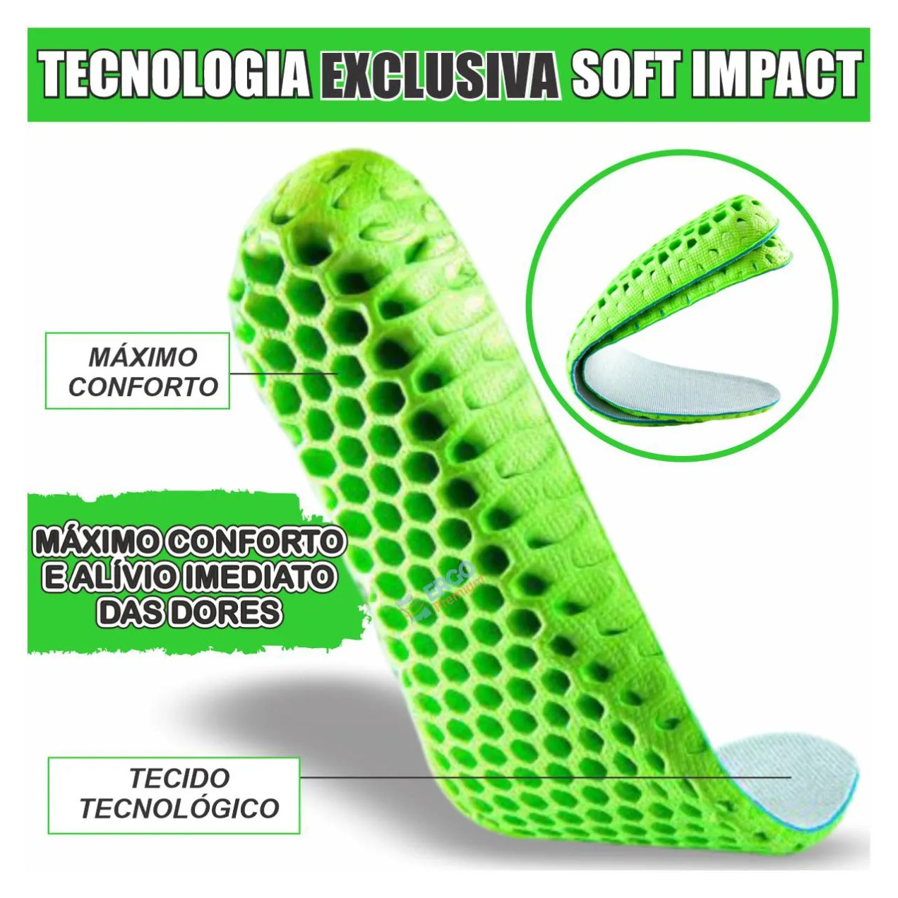 Palmilha Anti Impacto Tratamento para Fascite Plantar e Esporão Original 1par 35a40