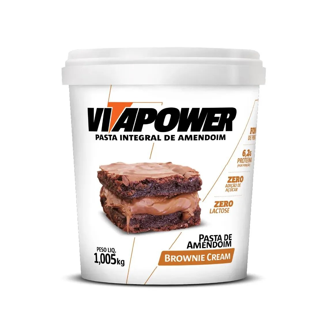 PASTA DE AMENDOIM VITAPOWER INTEGRAL POTE 1005G SABOR BROWNIE CREAM