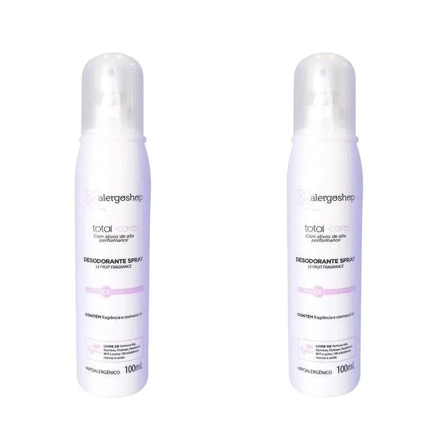 Kit Desodorante Sem Alumínio Spray Alergoshop Total Care Le Fruit Fragance Hipoalergênico Sem Álcool 80ml 2 unidades