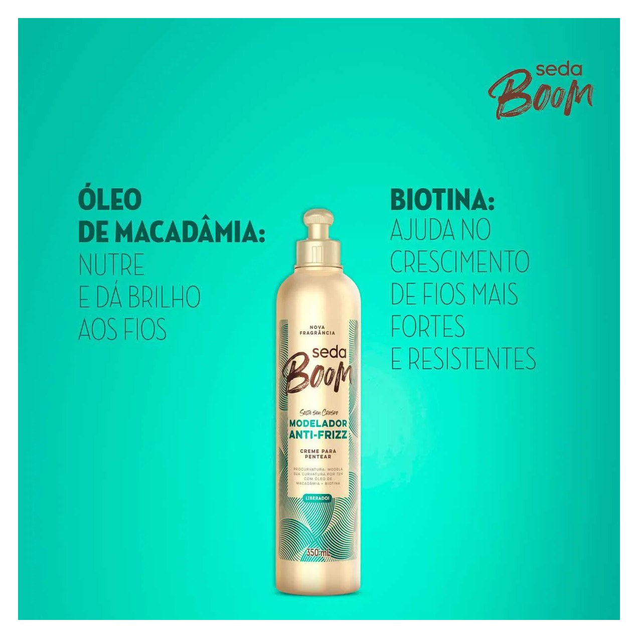 Creme de Pentear Cabelo Cacheado Seda Boom Pro Curvatura Antifrizz 350ml