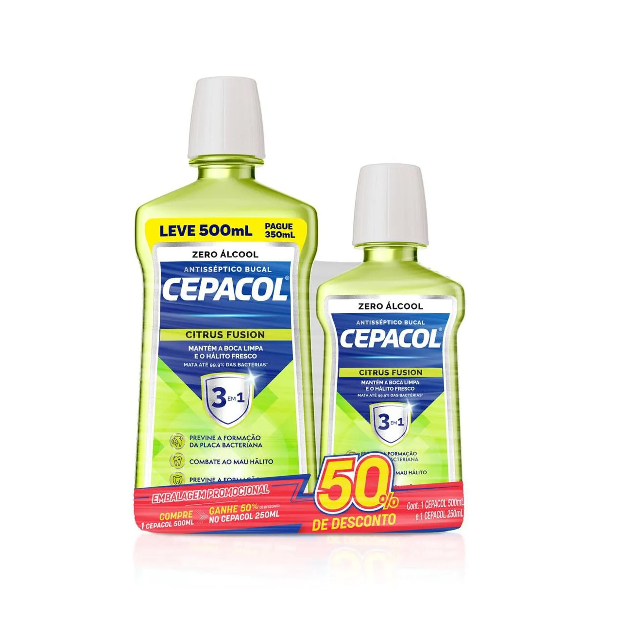 Kit Enxaguante Bucal Sem Álcool Cepacol Citrus Fusion 500ml + 250ml
