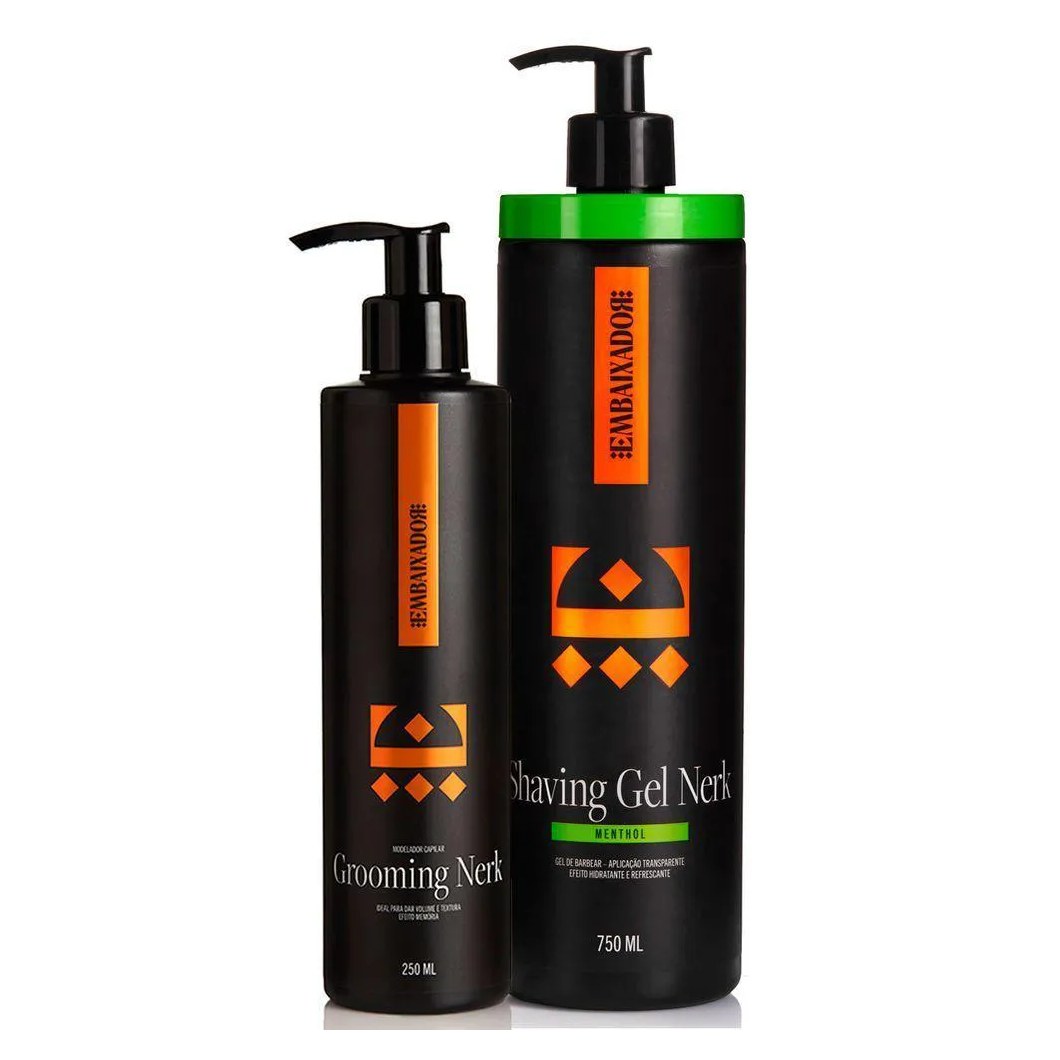 Grooming Capilar Nerk + Shaving Gel Nerk Menthol Embaixador 750ml