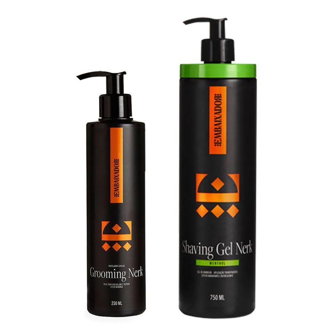 Grooming Capilar Nerk + Shaving Gel Nerk Menthol Embaixador 750ml