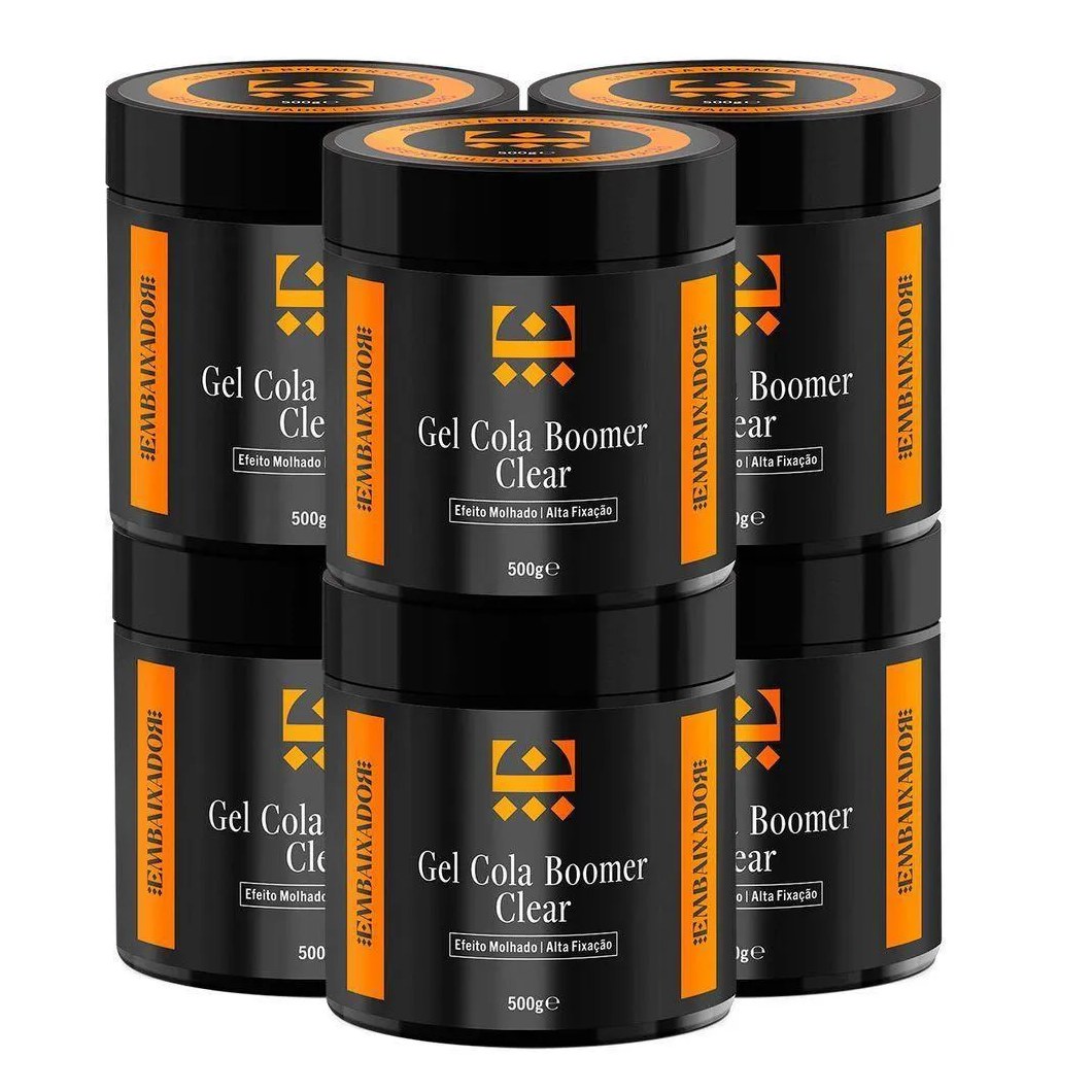 Kit 06 Gel Cola Boomer Clear Embaixador 500g