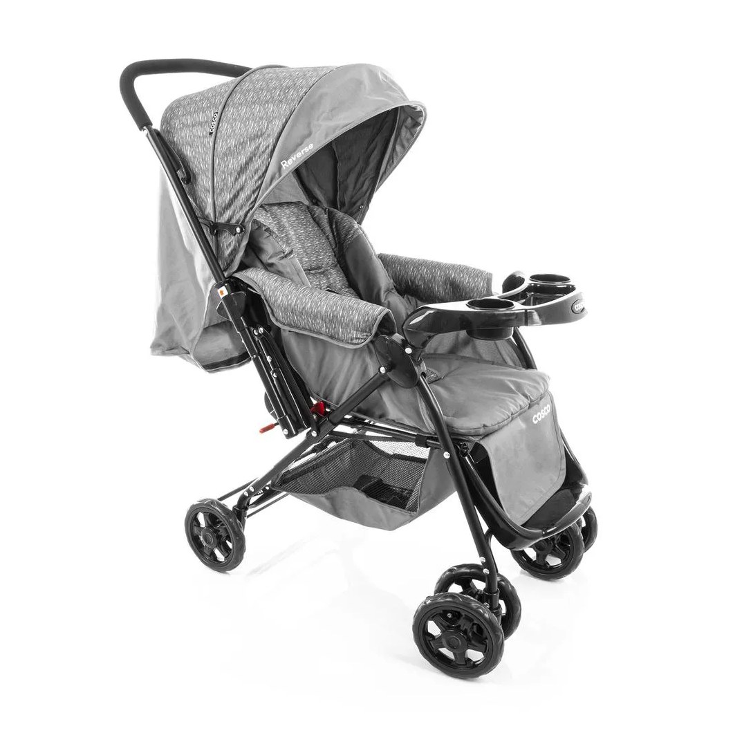 Carrinho de Bebê Reverse Cosco - Cinza Rajado