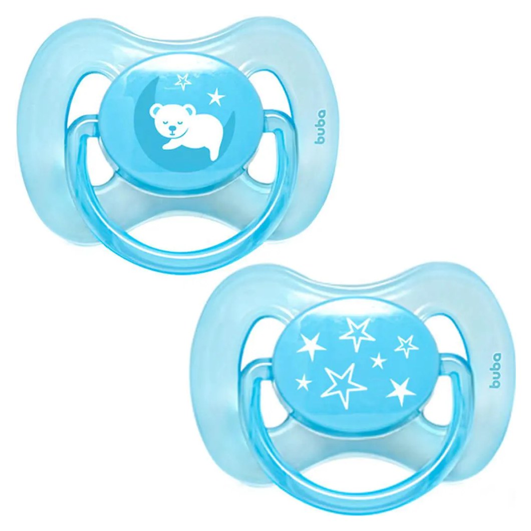 Kit 2 Chupetas Comfort Tamanho 1 Ursinho/estrela Azul - Buba