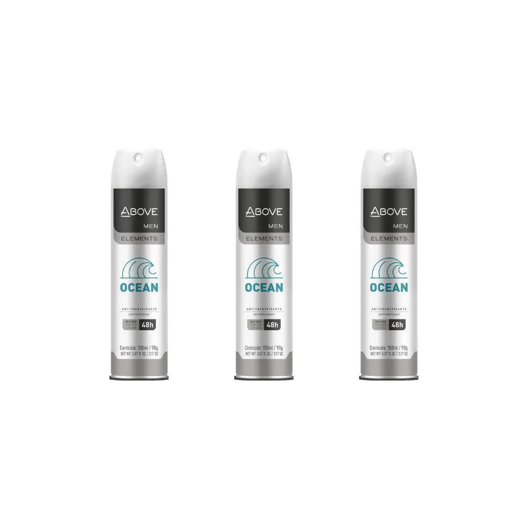 Desodorante Aerossol Above 150ml Masculino Anti Ocean - Kit3un
