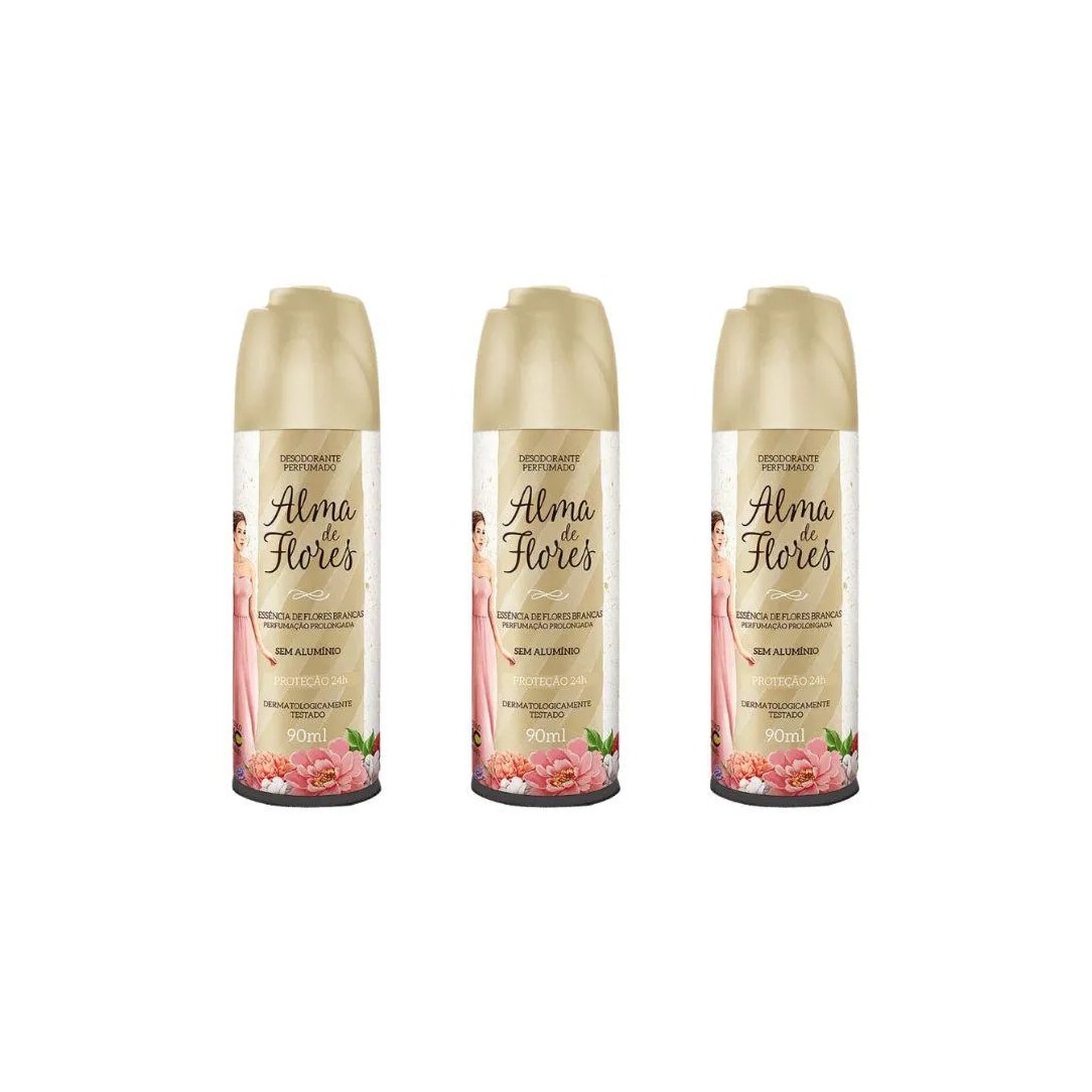 Desodorante Spray Alma de Flores 90 Ml Ess de Flores Brancas - Kit C / 3un