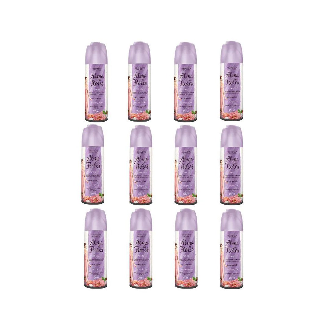 Desodorante Spray Alma de Flores Essência de Baunilha 90ml - Kit C / 12un