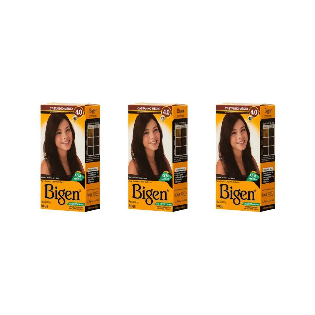 Coloraçao Bigen 47 Castanho Medio - Kit com 3un