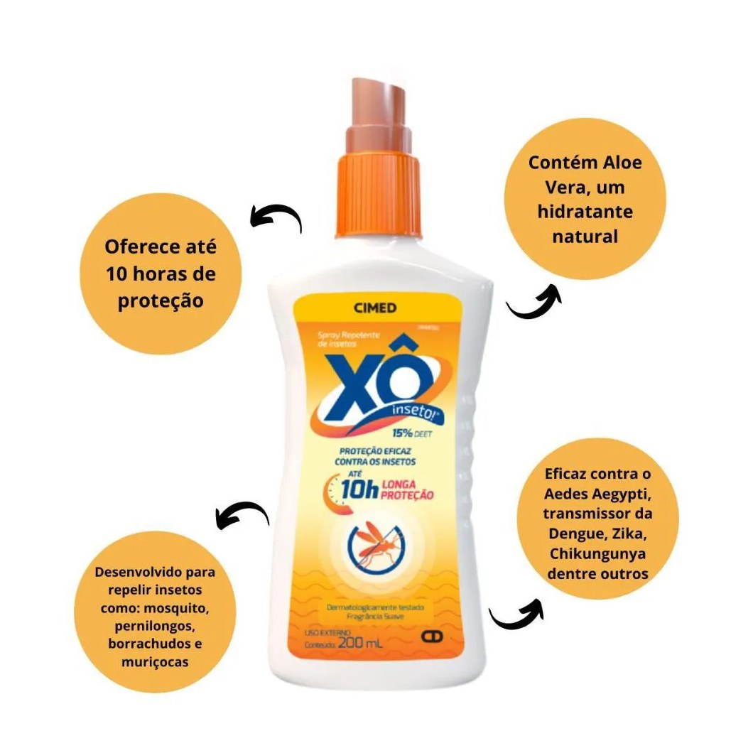 Kit Spray Repelente de Insetos Cimed Xô Inseto com 3 200ml