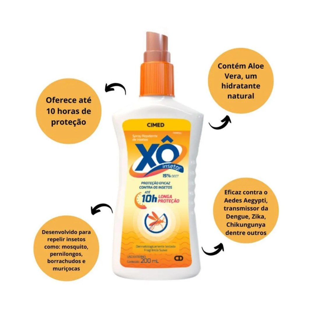 Kit Spray Repelente de Insetos Cimed Xô Inseto com 12 200ml