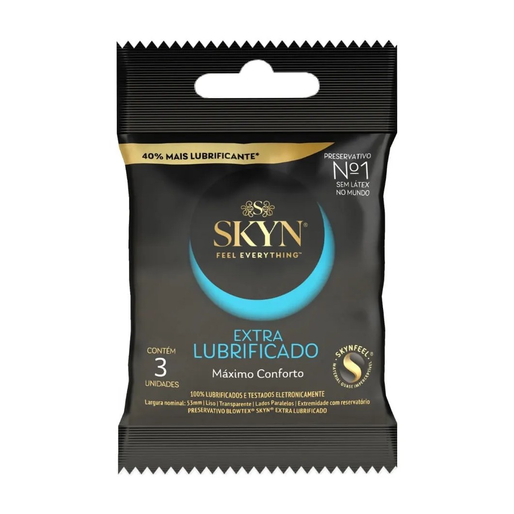 Preservativo Blowtex Skyn Extra Lubrificado Com 3 Unidades