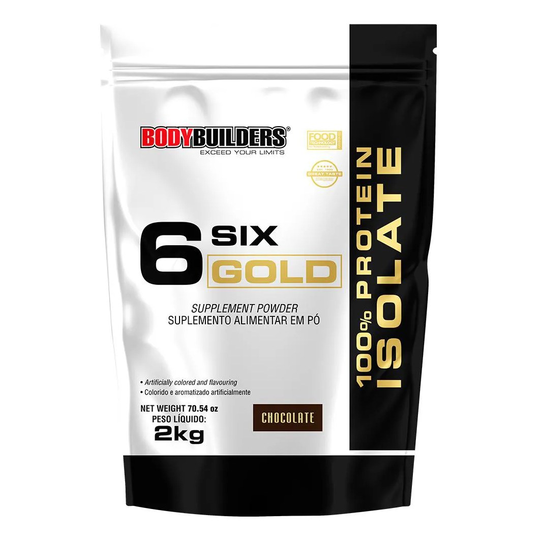 Whey Protein Isolado Six Gold 2 Kg Exclusivo - Suplemento em Pó para Aumento de Massa Muscular Chocolate
