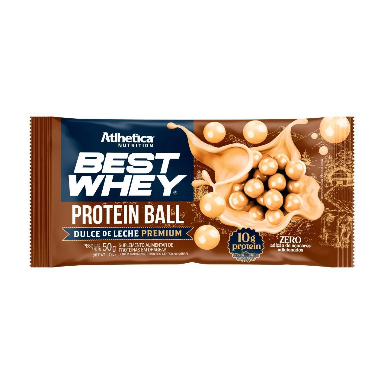 Protein Ball Best Whey Bar Athletica Nutrition 10g Protein Doce de Leite Premium 50g