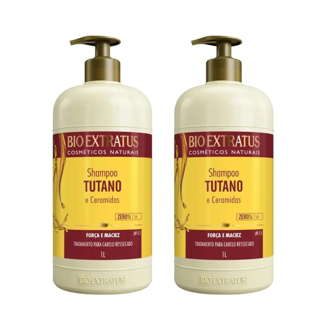 Kit 2 Shampoo Força e Maciez Tutano 1 L Bio Extratus