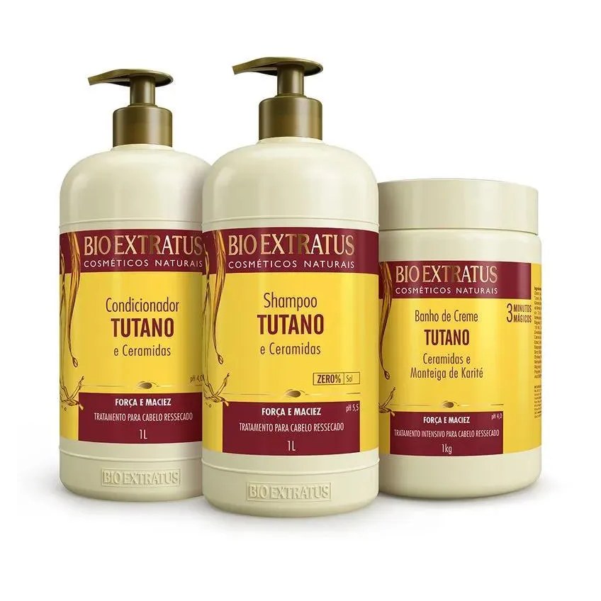 Kit 1 Shampoo 1 Condicionador 1 Banho Creme Tutano 1 L