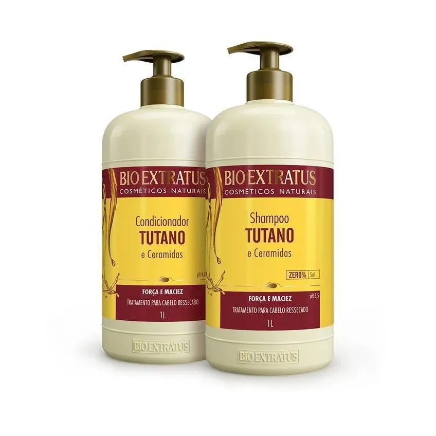 Kit 1 Shampoo 1 Condicionador Força e Maciez Tutano1 L Bio Extratus