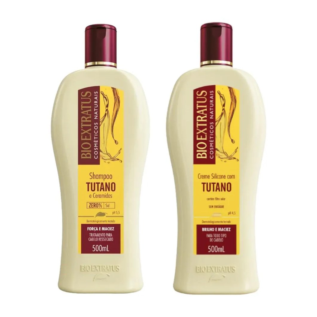 Kit 1 Shampoo 1 Creme de Silicone Força e Maciez Tutano 500Ml