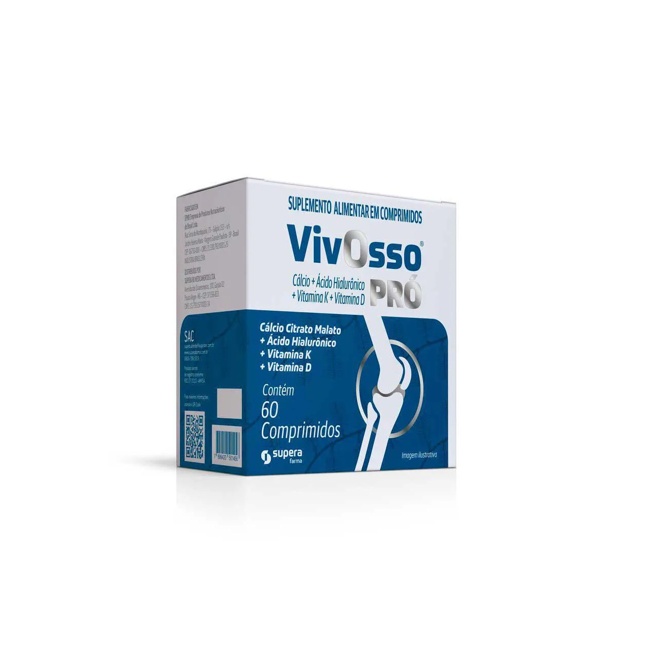 Suplemento Alimentar Vivosso Pró Cálcio + Ácido Hialurônico + Vitaminas D + K 60 Comprimidos