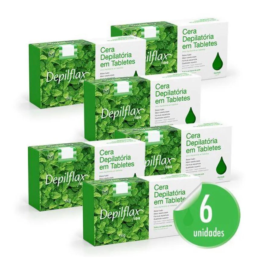 Kit 6 Ceras Depilatoria Quente Hortela 1kg Depiflax