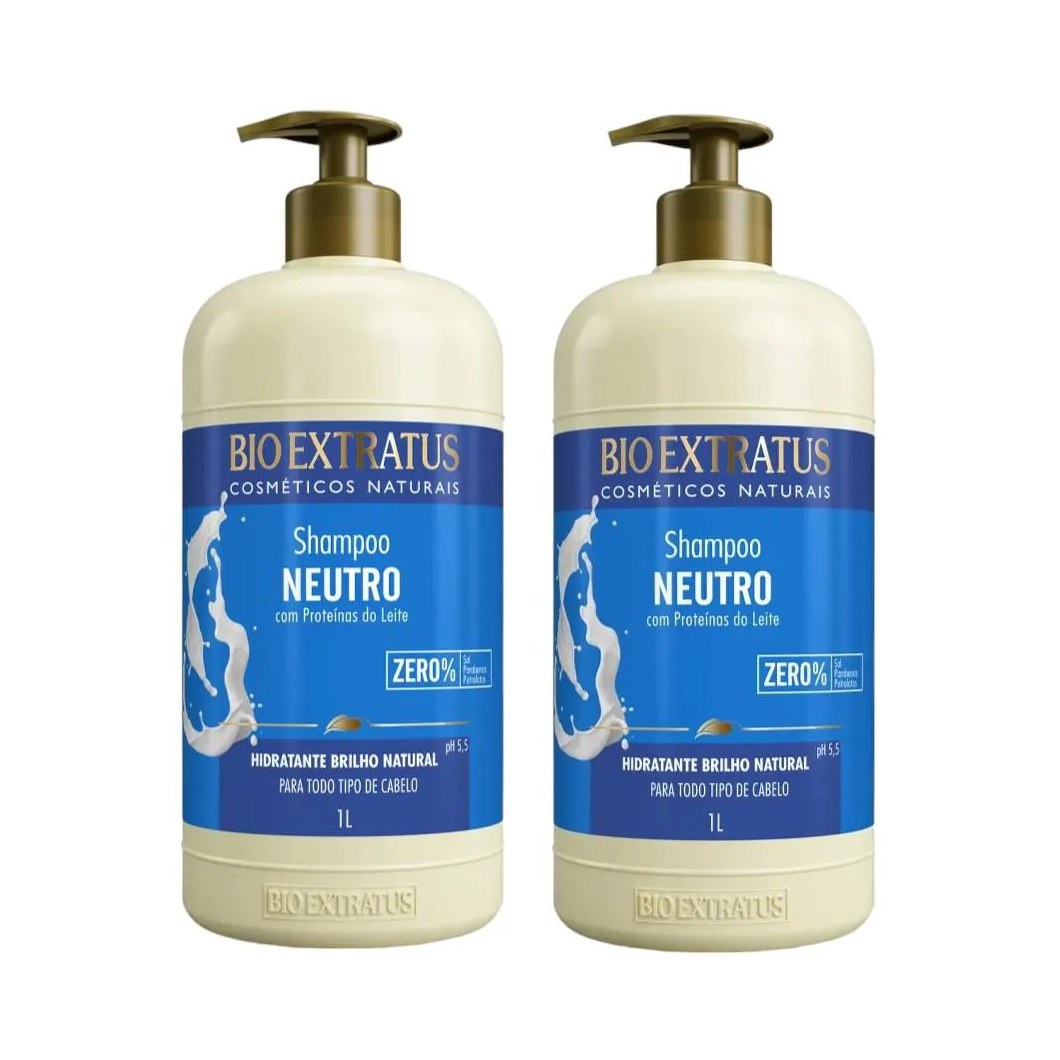 Kit 2 Shampoo Brilho Natural Neutro 1 L Bio Extratus