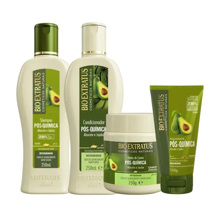 Kit 1 Shampoo 1 Cond 1 Banho Creme Pós Quimica 250 Ml 1 Finalizador 150 Ml