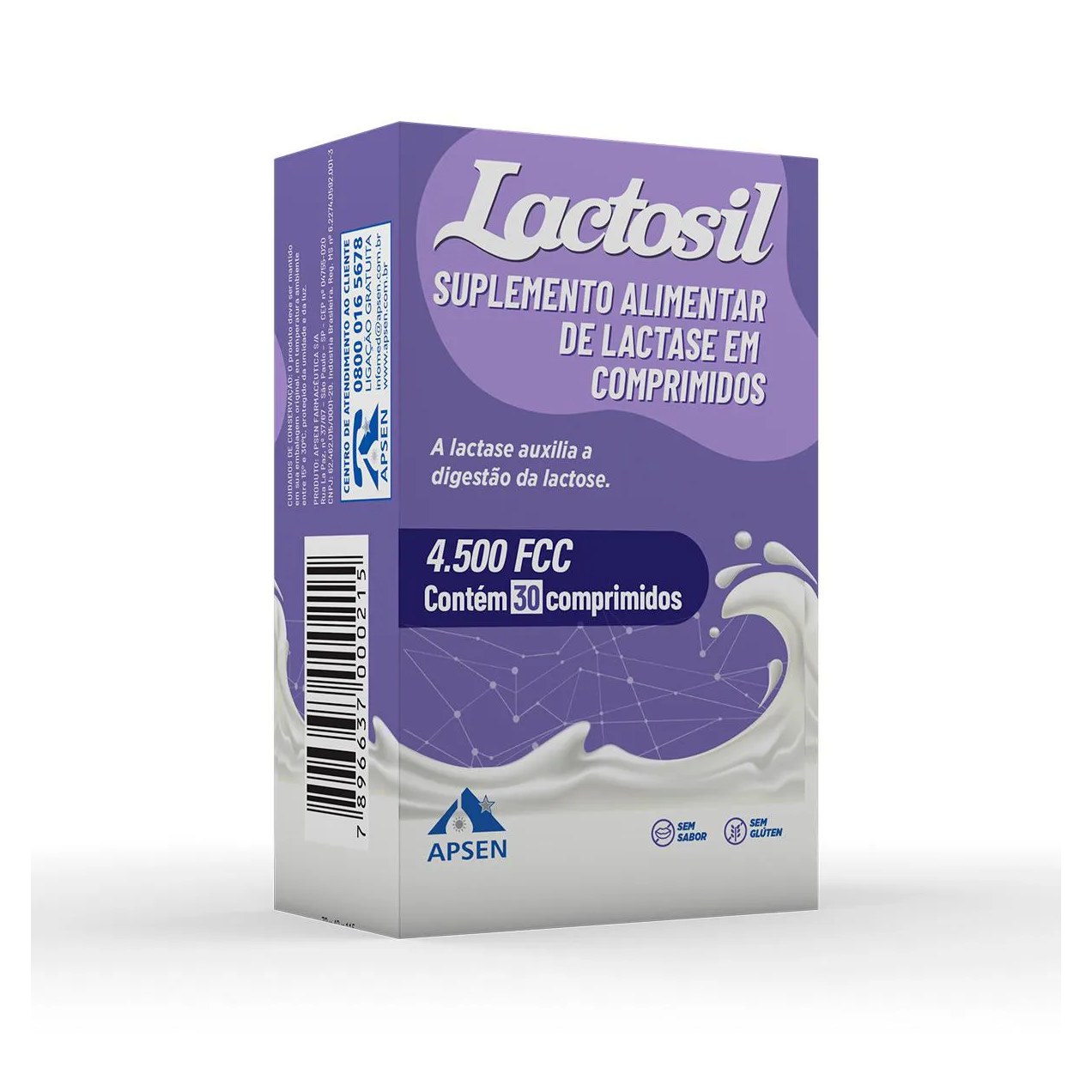 Suplemento Alimentar de Lactase Lactosil 4.500 FCC 30 comprimidos