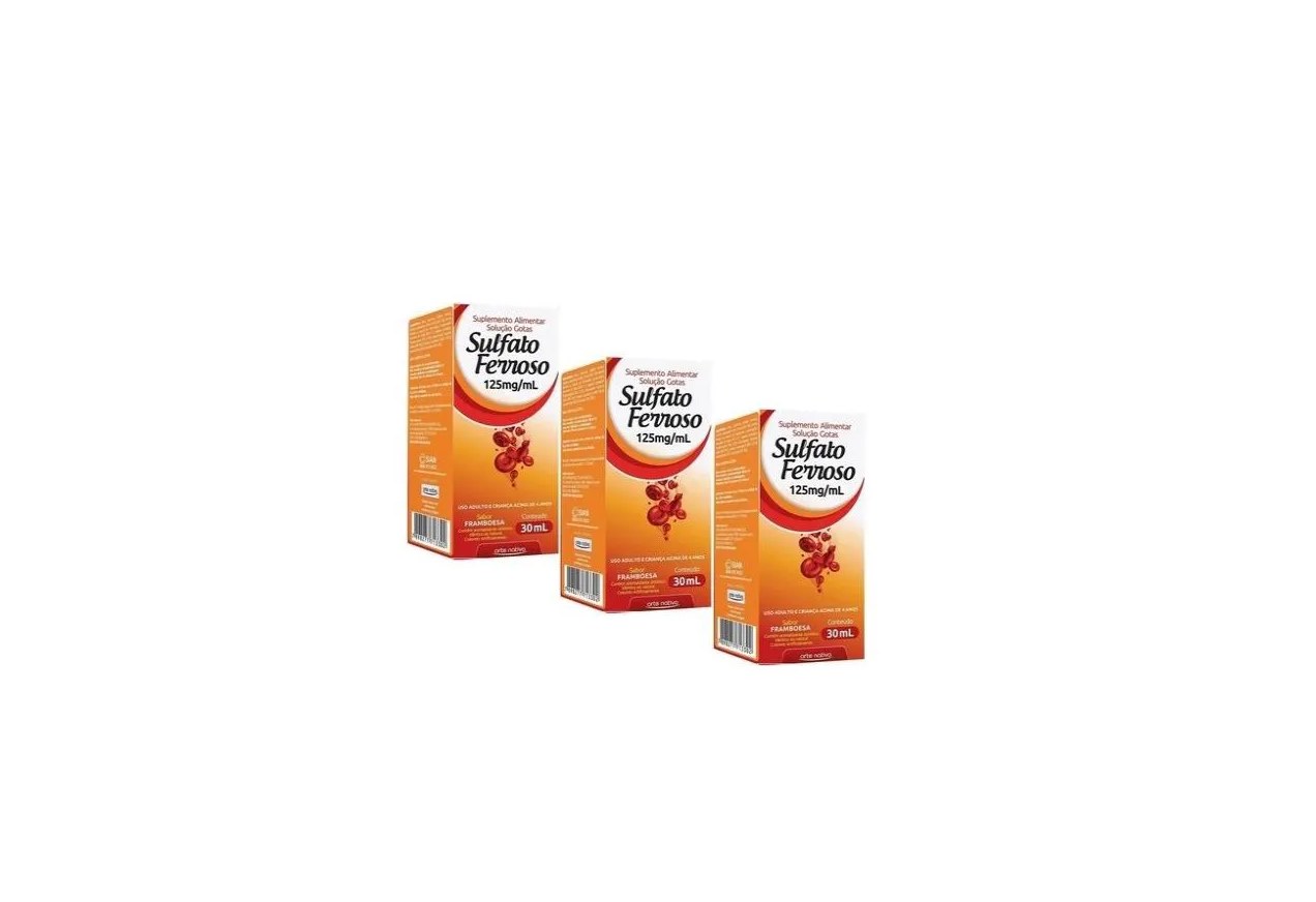 Kit C/3 Sulfato Ferroso Gotas 125Mg 30Ml - Arte Nativa