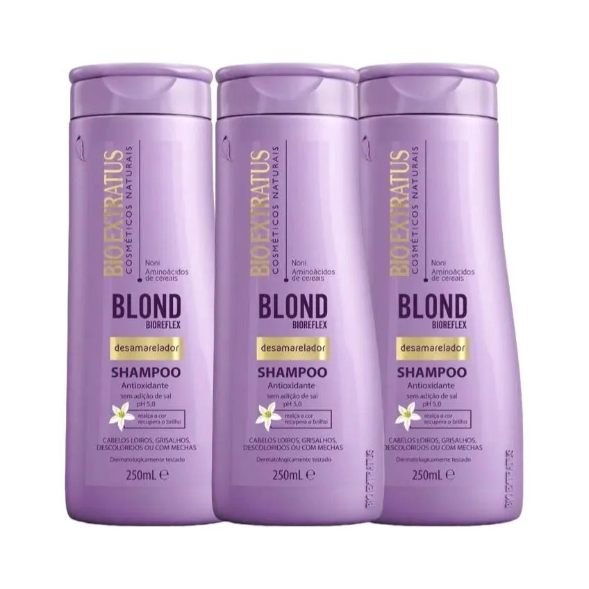 Kit 3 Shampoo Desamarelador Blond Bioreflex 250 Ml Bio Extratus