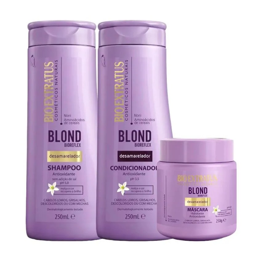 Kit 1 Shampoo 1 Condicionador 1 Mascara Desamarelador Blond Bioreflex 250 Ml