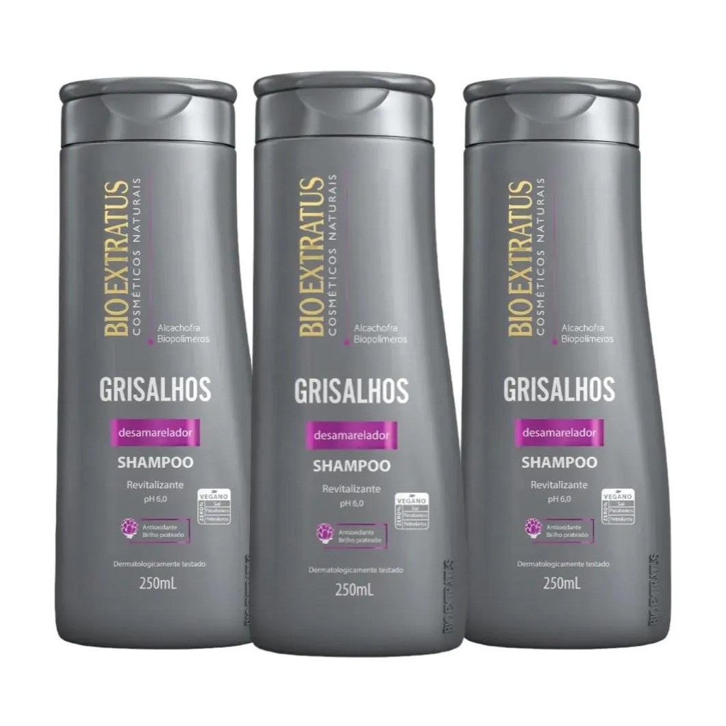 Kit 3 Shampoo Grisalhos 250 Ml Bio Extratus