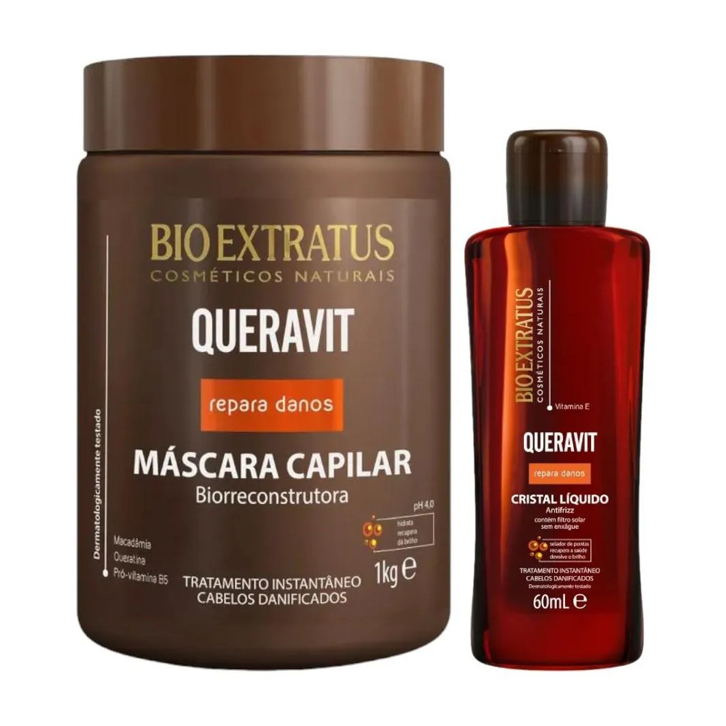 Kit Queravit Umectação Capilar 1 Máscara 1Kg 1 Cristal Líquido 60Ml