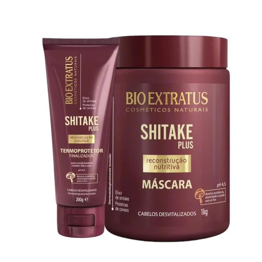 Kit Shitake Finalização Nutritiva 1 Máscara 1Kg 1 Finalizador Termoprotetor 200Ml