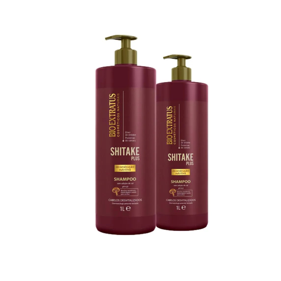 Kit 2 Shampoo Limpeza Nutritiva Shitake 1 L Bio Extratus