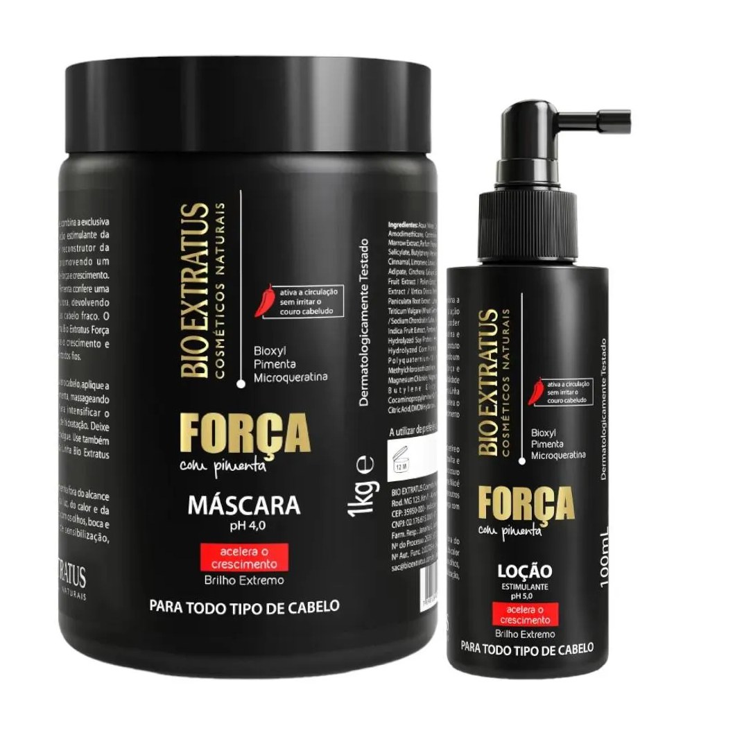Kit Força com Pimenta 1 Máscara 1Kg 1 Loção 100Ml