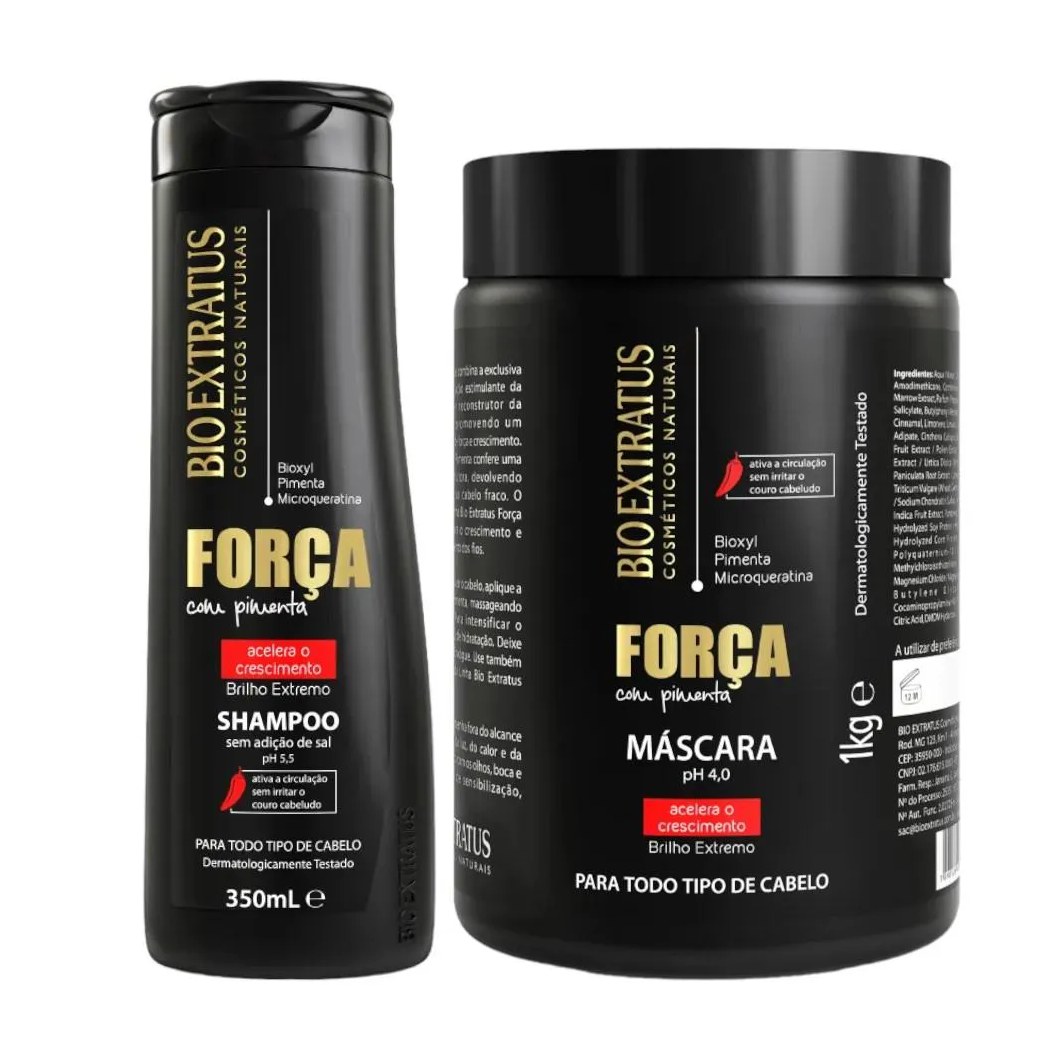 Kit Força com Pimenta 1 Shampoo 350Ml 1 Máscara 1Kg
