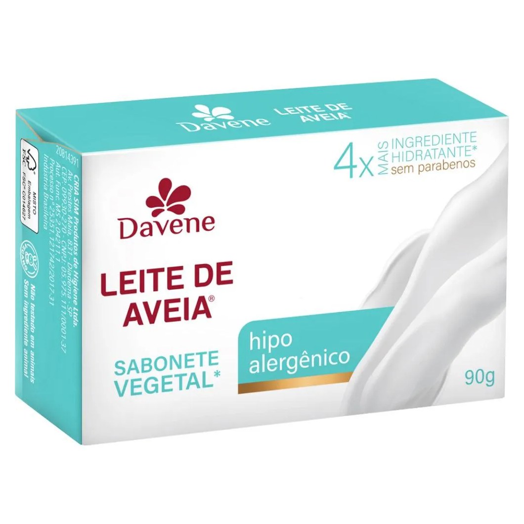 Sabonete Vegetal Leite de Aveia Hipoalergenico 90g Davene